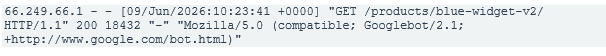 what a typical server log entry looks like in the Apache Combined Log Format